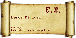 Beros Máriusz névjegykártya